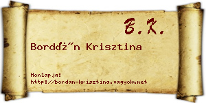 Bordán Krisztina névjegykártya